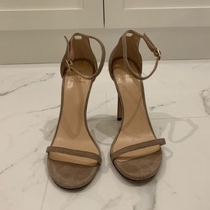 Stuart Weitzman Nudist Sandals in Nude Goosebump